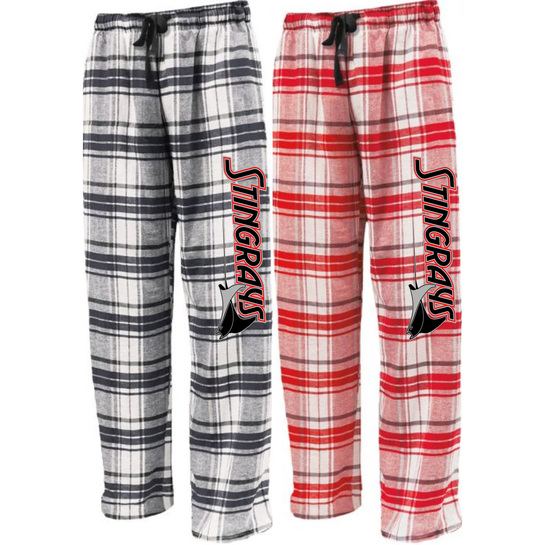 Stingrays_FLNP Adult_YFLNP Youth_Flannel Pant_Black-Red_PNG
