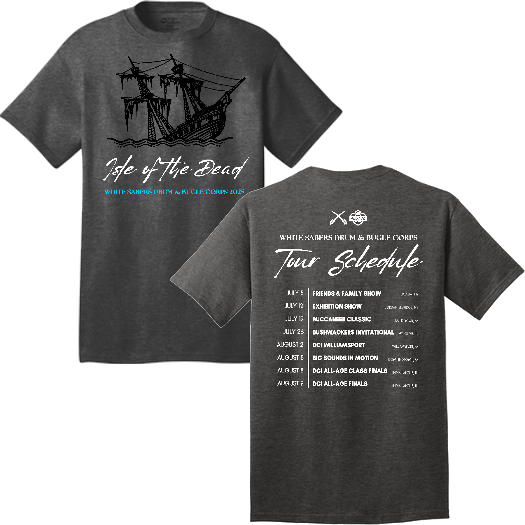 White Sabers_ISLE OF DEAD_PC330 Adult_SS Triblend Tee_Graphite_PNG